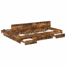 vidaXL Struttura letto con contenitore Rovere fumo 160 x 200 cm - Vista aggiuntiva 3