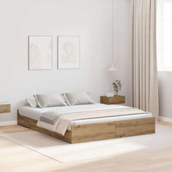 vidaXL Struttura letto con contenitore rovere artigianale 140 x 190 cm