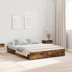 vidaXL Struttura letto con contenitore Rovere fumo 135 x 190 cm