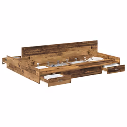 vidaXL Struttura letto con contenitore Legno vecchio 135 x 190 cm - Vista aggiuntiva 3