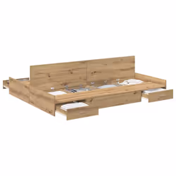 vidaXL Struttura letto con contenitore rovere artigianale 135 x 190 cm - Vista aggiuntiva 3