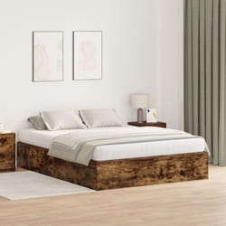 Struttura letto con contenitore in rovere affumicato 150x200 cm