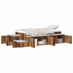 vidaXL Struttura letto con contenitore con cassetto Legno vecchio - Vista aggiuntiva 3