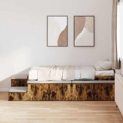 vidaXL Struttura letto con contenitore Rovere fumé 234 x 118 x 53.5 cm