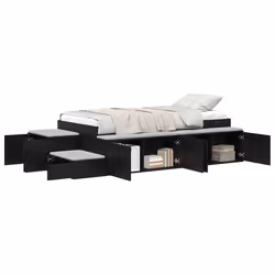 vidaXL Struttura letto con contenitore Rovere nero 234 x 103 x 53.5 cm - Vista aggiuntiva 3