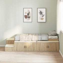 vidaXL Struttura letto con contenitore con cassetto Rovere Sonoma