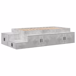vidaXL Struttura letto con contenitore con cassetto Grigio cemento - Vista aggiuntiva 2