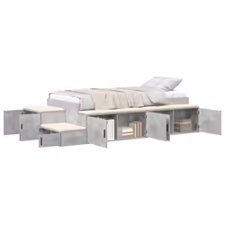 vidaXL Struttura letto con contenitore con cassetto Grigio cemento - Vista aggiuntiva 3