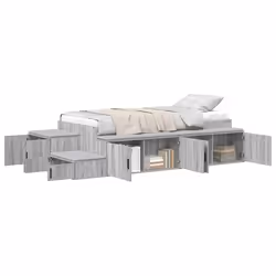 vidaXL Struttura letto con contenitore con cassetto Grigio sonoma - Vista aggiuntiva 3