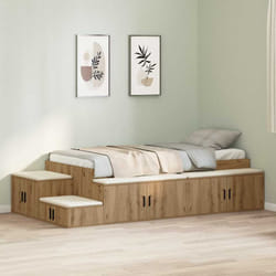 vidaXL Struttura letto con contenitore con cassetto rovere artigianale