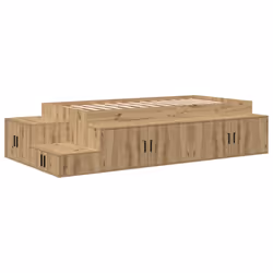 vidaXL Struttura letto con contenitore con cassetto rovere artigianale - Vista aggiuntiva 2