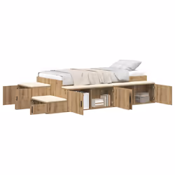 vidaXL Struttura letto con contenitore con cassetto rovere artigianale - Vista aggiuntiva 3
