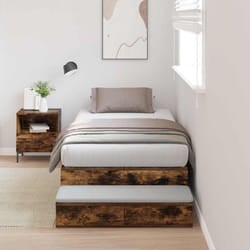 vidaXL Struttura letto con contenitore con cassetto Rovere fumé