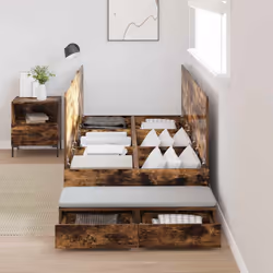 vidaXL Struttura letto con contenitore con cassetto Rovere fumé - Vista aggiuntiva 3