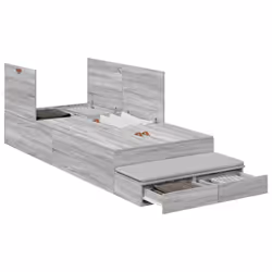 vidaXL Struttura letto con contenitore con cassetto Grigio sonoma - Vista aggiuntiva 3