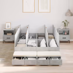vidaXL Struttura letto con contenitore con cassetto Grigio cemento - Vista aggiuntiva 3