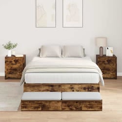 vidaXL Struttura letto con contenitore con cassetto Rovere fumé