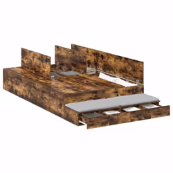 vidaXL Struttura letto con contenitore con cassetto Rovere fumé - Vista aggiuntiva 3