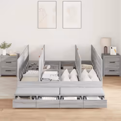 vidaXL Struttura letto con contenitore con cassetto Grigio sonoma - Vista aggiuntiva 3