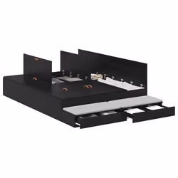vidaXL Struttura letto con contenitore con cassetto Rovere nero - Vista aggiuntiva 3