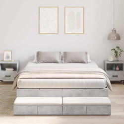 vidaXL Struttura letto con contenitore con cassetto Grigio cemento