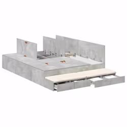 vidaXL Struttura letto con contenitore con cassetto Grigio cemento - Vista aggiuntiva 3