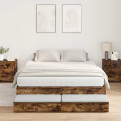 vidaXL Struttura letto con contenitore con cassetto Rovere fumé