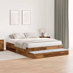 vidaXL Struttura letto con contenitore con cassetto Legno vecchio - Vista aggiuntiva 3