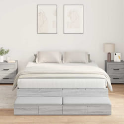 vidaXL Struttura letto con contenitore con cassetto Grigio sonoma