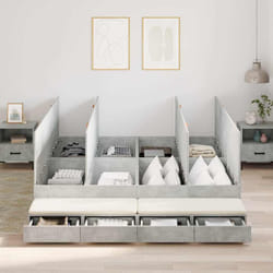 vidaXL Struttura letto con contenitore con cassetto Grigio cemento