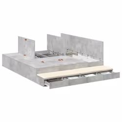 vidaXL Struttura letto con contenitore con cassetto Grigio cemento - Vista aggiuntiva 3