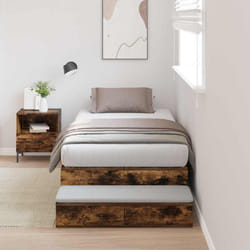 vidaXL Struttura letto con contenitore con cassetto Rovere fumé