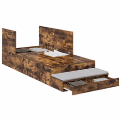 vidaXL Struttura letto con contenitore con cassetto Rovere fumé - Vista aggiuntiva 3