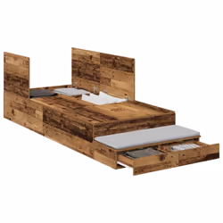 vidaXL Struttura letto con contenitore con cassetto Legno vecchio - Vista aggiuntiva 3