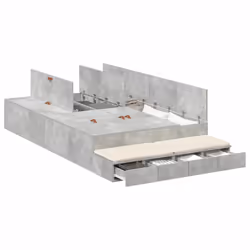 vidaXL Struttura letto con contenitore con cassetto Grigio cemento - Vista aggiuntiva 3