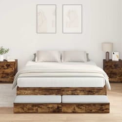 vidaXL Struttura letto con contenitore con cassetto Rovere fumé