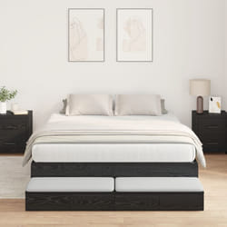 Struttura letto contenitore Nero Quercia 135x190 cm Vidaxl