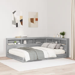 Letto con Libreria Grigio Sonoma 160x200 cm Legno Ingengnerizzato - Vidaxl