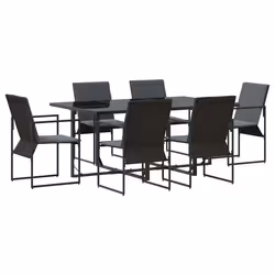 vidaXL Set da Pranzo per Giardino 7 pcs Nero Acciaio - Vista aggiuntiva 2