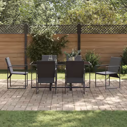 vidaXL Set da Pranzo per Giardino 7 pcs Nero Acciaio - Vista aggiuntiva 3