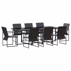 vidaXL Set da Pranzo per Giardino 9 pcs Nero Acciaio - Vista aggiuntiva 2