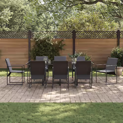 vidaXL Set da Pranzo per Giardino 9 pcs Nero Acciaio - Vista aggiuntiva 3