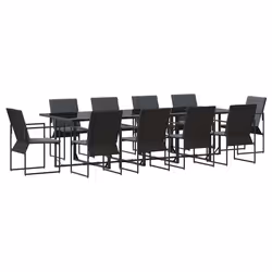 vidaXL Set da Pranzo per Giardino 11 pcs Nero Acciaio - Vista aggiuntiva 2