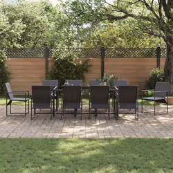 vidaXL Set da Pranzo per Giardino 11 pcs Nero Acciaio - Vista aggiuntiva 3