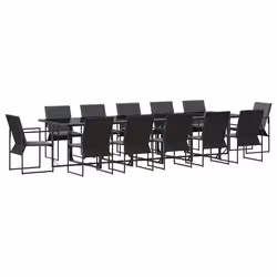 vidaXL Set da Pranzo per Giardino 13 pcs Nero Acciaio - Vista aggiuntiva 2