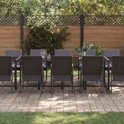 vidaXL Set da Pranzo per Giardino 13 pcs Nero Acciaio - Vista aggiuntiva 3