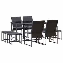 vidaXL Set da Pranzo per Giardino 9 pcs Nero Acciaio - Vista aggiuntiva 2