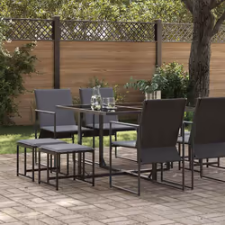 vidaXL Set da Pranzo per Giardino 9 pcs Nero Acciaio - Vista aggiuntiva 3