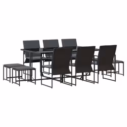 vidaXL Set da Pranzo per Giardino 11 pcs Nero Acciaio - Vista aggiuntiva 2
