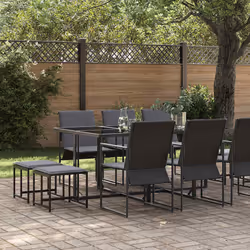 vidaXL Set da Pranzo per Giardino 11 pcs Nero Acciaio - Vista aggiuntiva 3